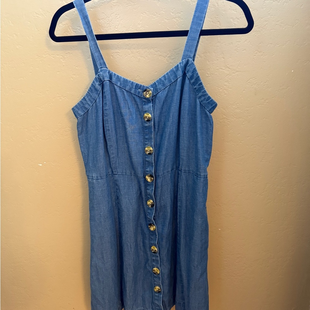 LOFT Blue Button-Down Mini Dress